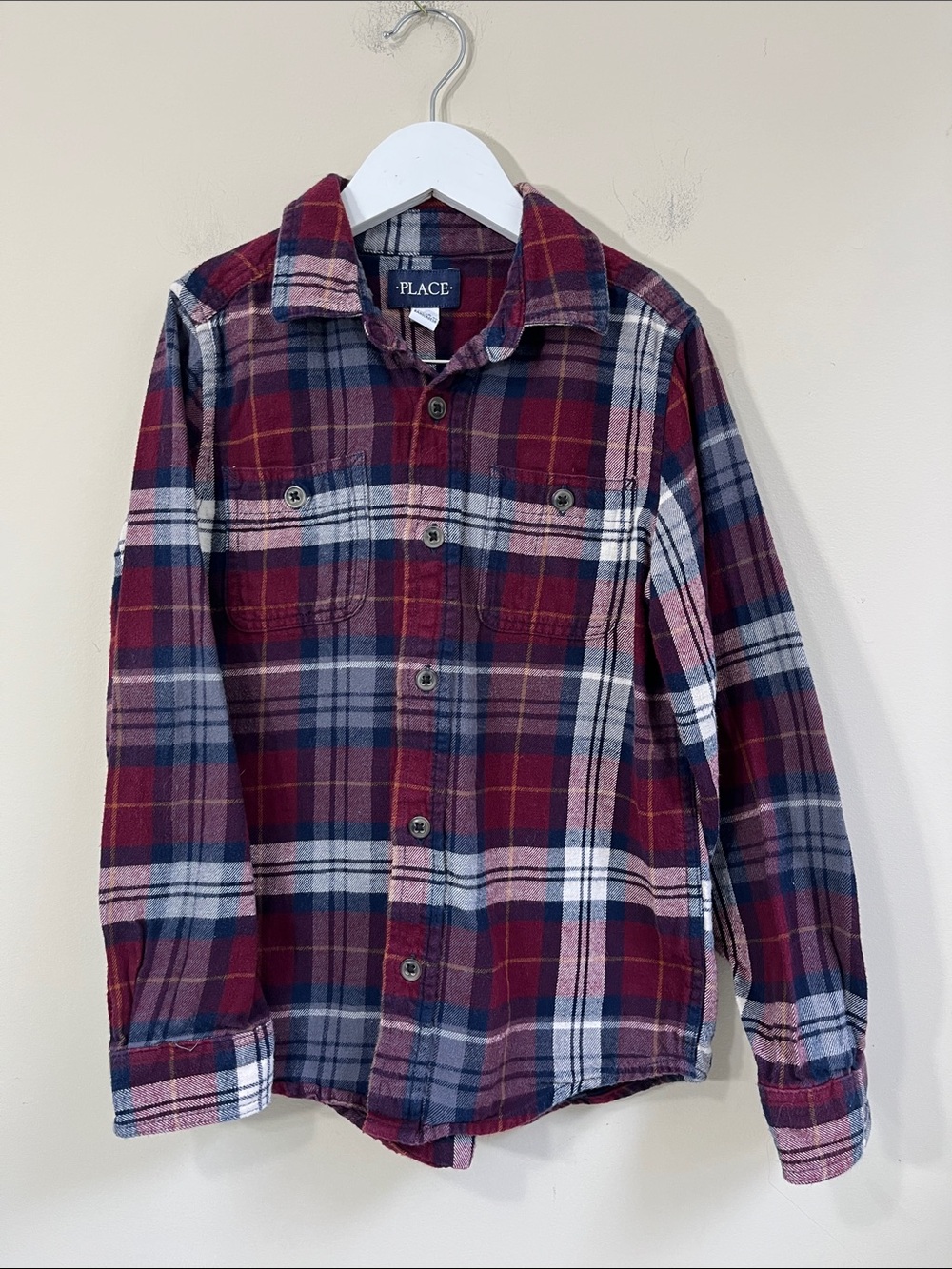 PLACE Little Boy's Long Sleeve Flannel Button Down Shirt Size M (7/8)